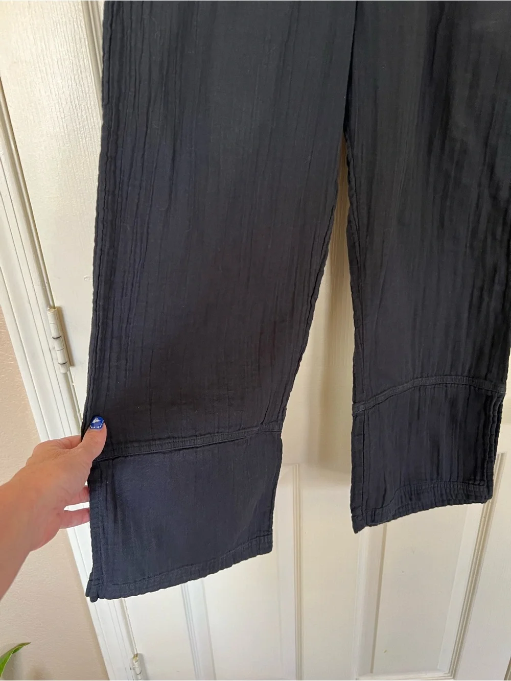 Pact Organic Cotton Gauze Wide Leg Pants Black M Side Slit